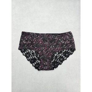 Purple Geometric Print Cute Floral Black Lace Panties Plus Size 2X
